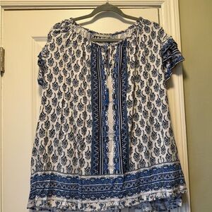 Daniel Rainn Blue and White Paisley Blouse